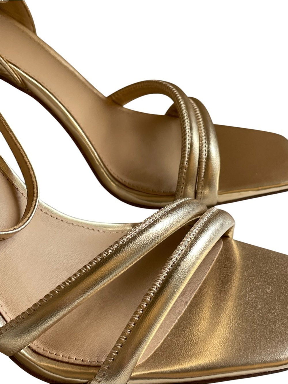Sam Edelman Kia Block Heel Sandals in Gold Leaf Leather NEW - Picture 5 of 16